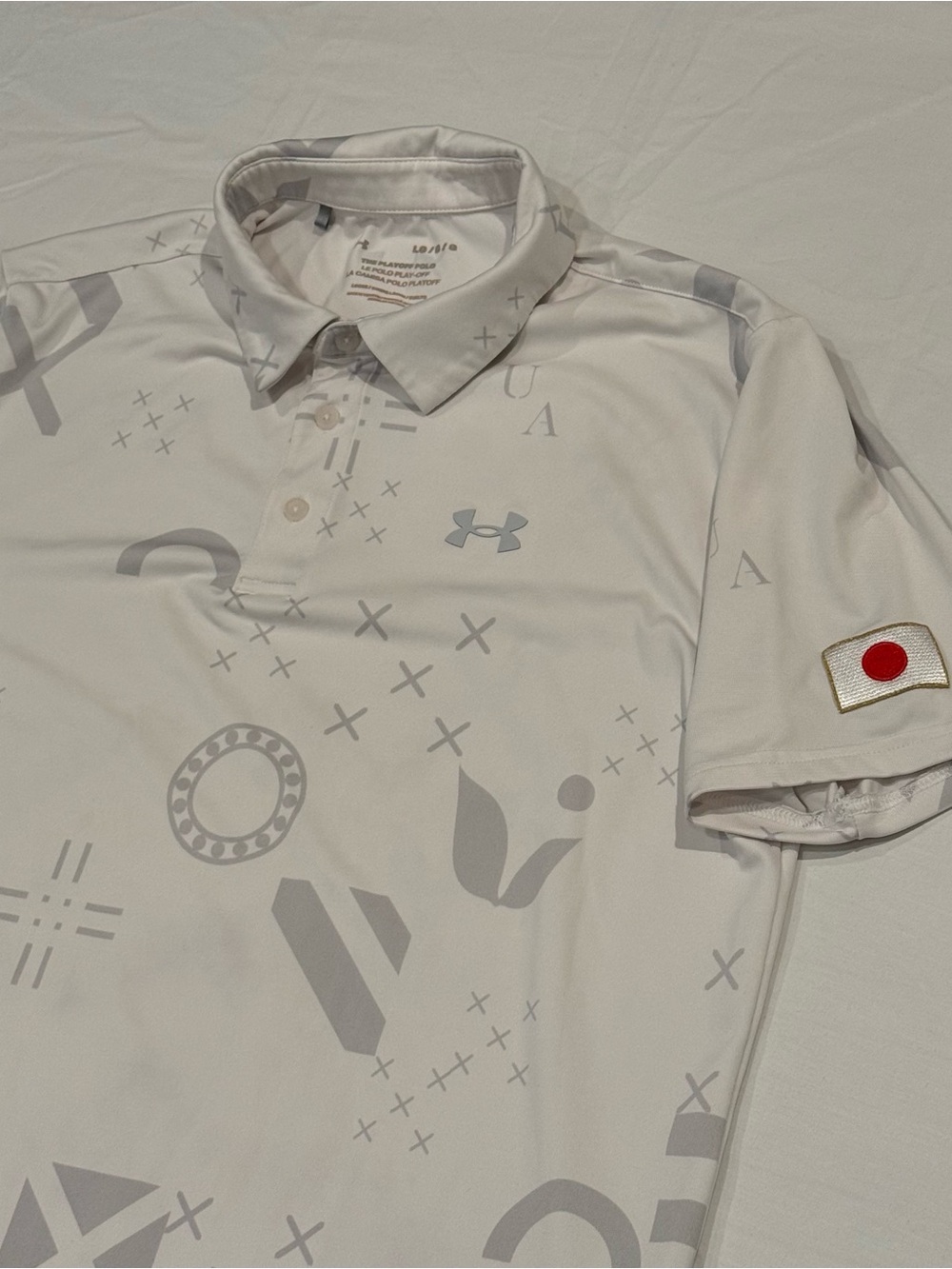 Under Armour X JAPAN Men’s Playoff Polo L White Gray Abstract Print Golf Shirt